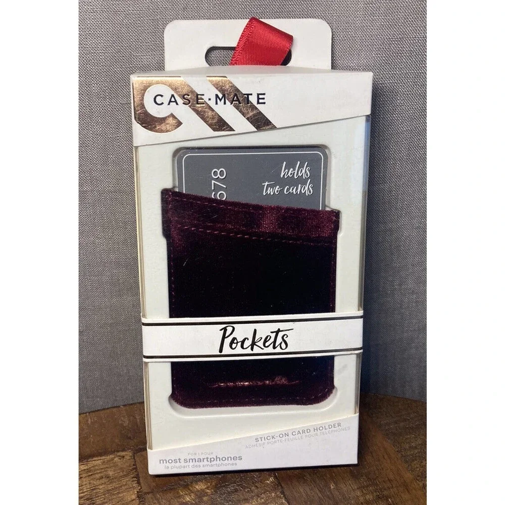 Case-Mate Stick On phone Credit Card Wallet POCKET Burgundy